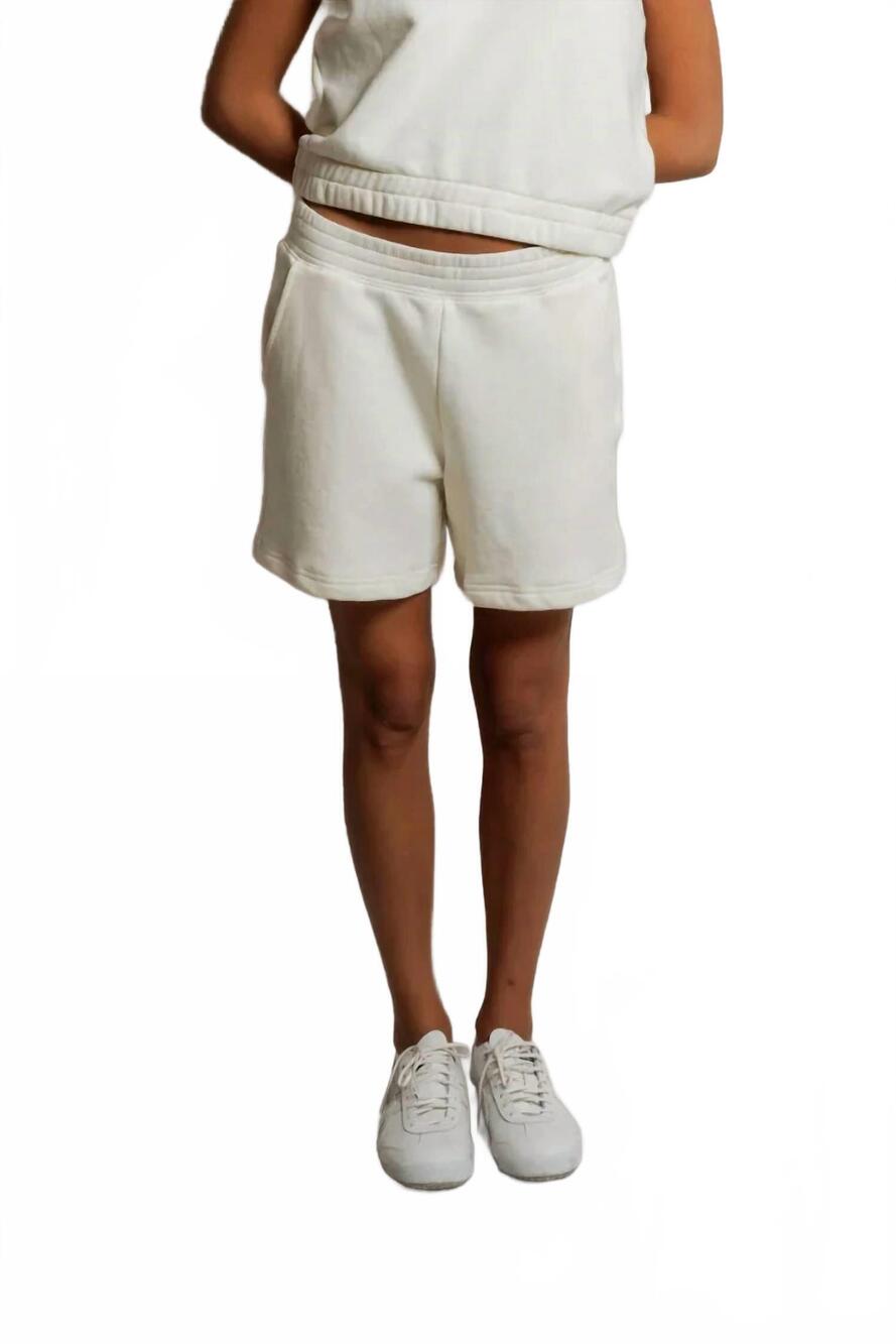 NEW PERFECTWHITETEE bari french terry sweat short in bright ivory